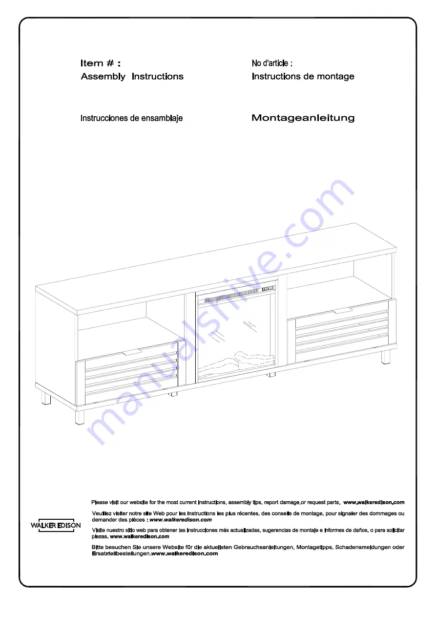 Walker Edison W70FPJSC Assembly Instructions Manual Download Page 1