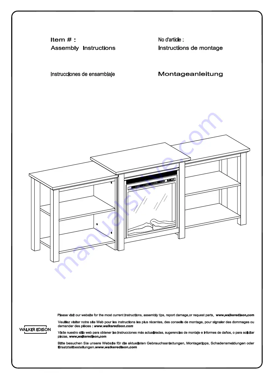 Walker Edison W70FPTTOP Assembly Instructions Manual Download Page 1