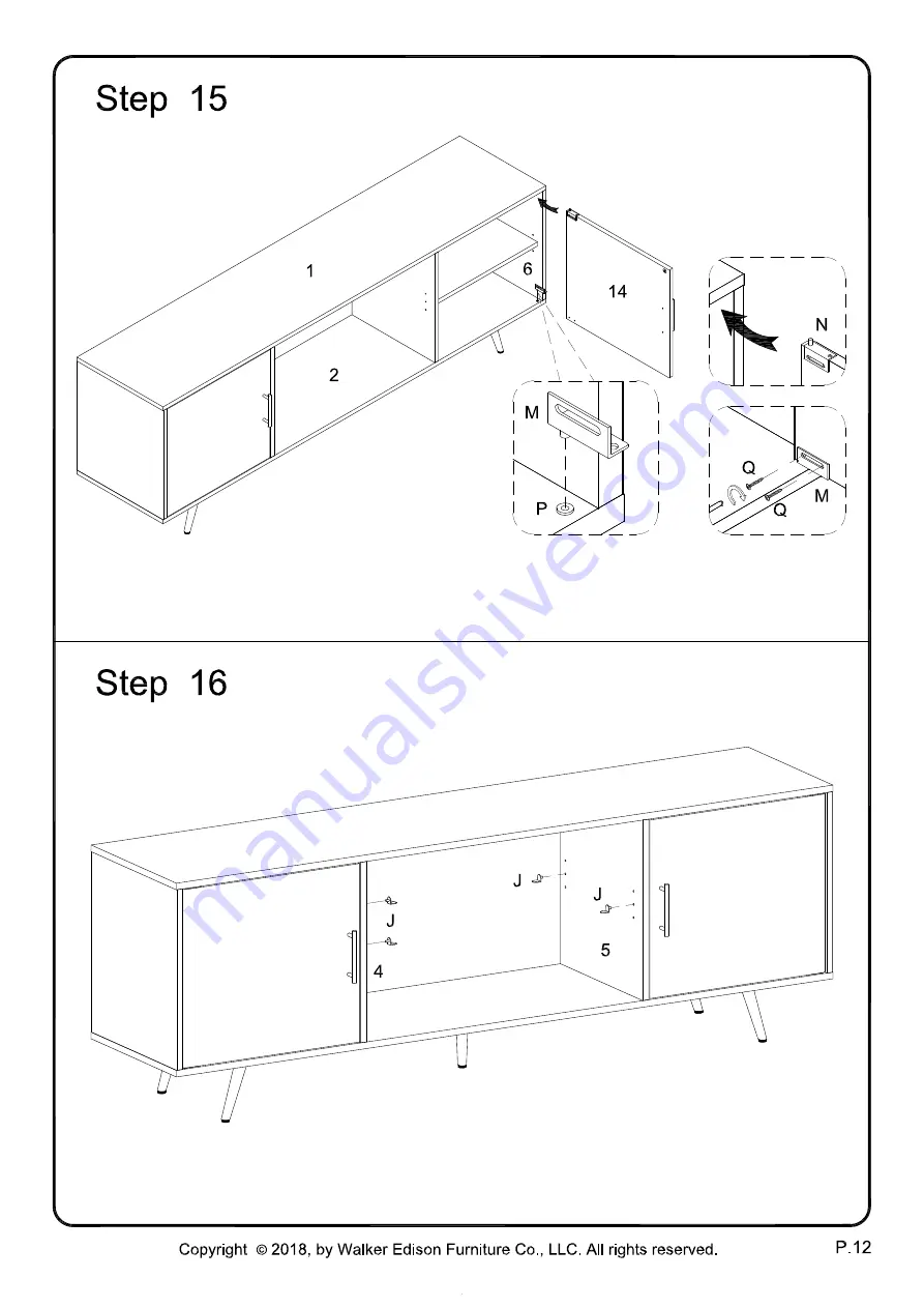 Walker Edison W70NOR Assembly Instructions Manual Download Page 12