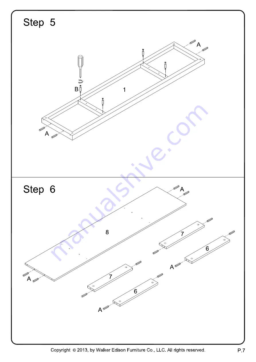 Walker Edison W70UBC22 Assembly Instructions Manual Download Page 7