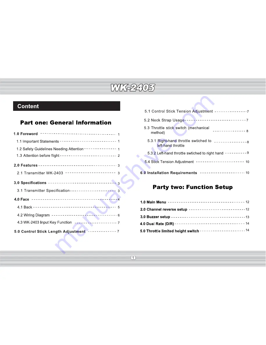 Walkera WK-2403 User Manual Download Page 2