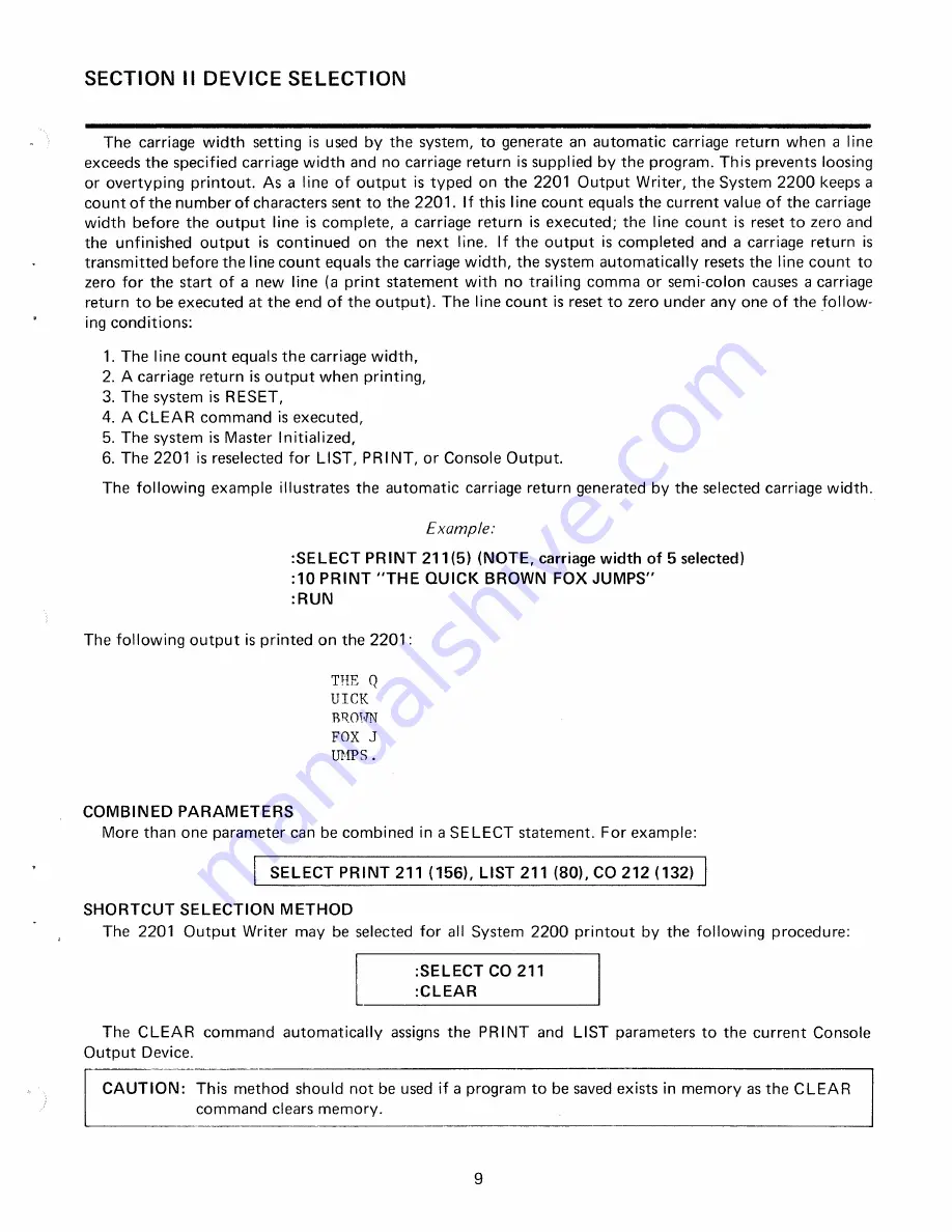 Wang System 2200 Reference Manual Download Page 17