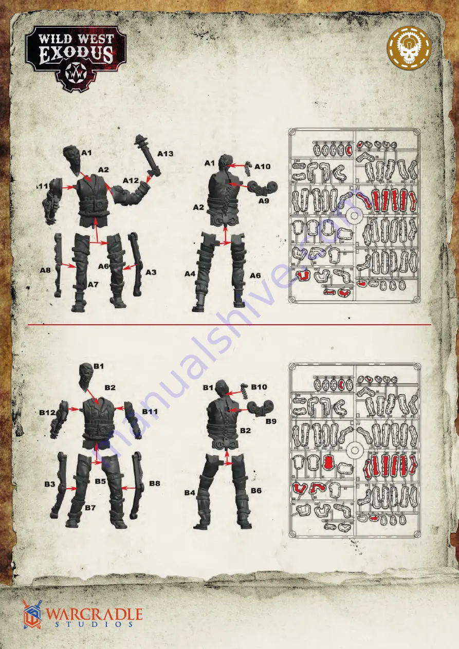 WARCRADLE STUDIOS Wild West Exodus Meat Grinder KYLE THE BLACK Assembly Instructions Manual Download Page 3