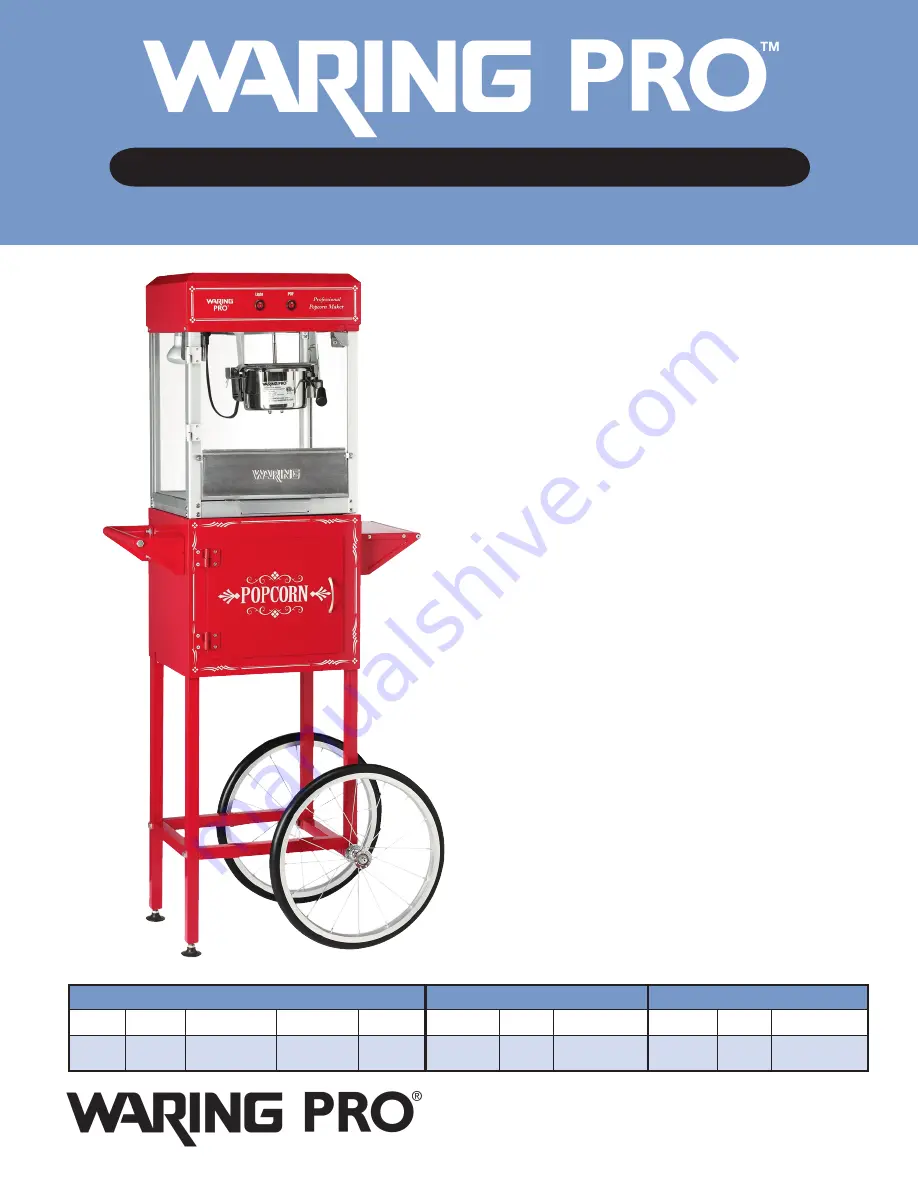 Waring PRO WPM40TR Specification Sheet Download Page 1