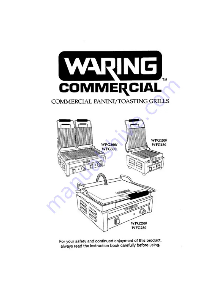 Waring WFG Series Instruction Book Download Page 1