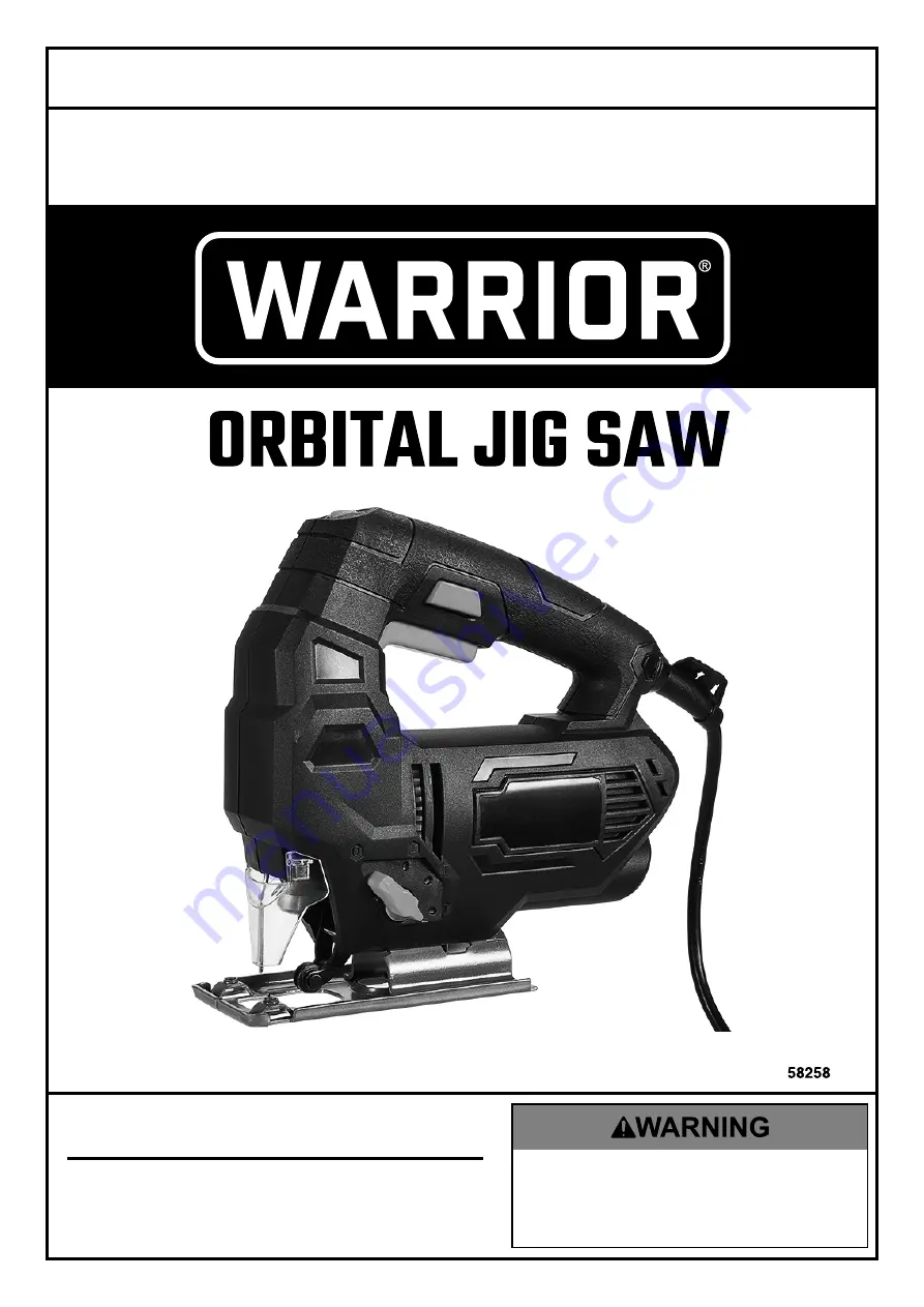 WARRIOR 58258 Owner'S Manual & Safety Instructions Download Page 1