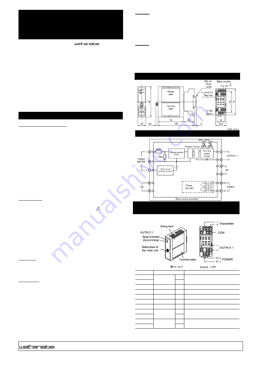 WATANABE WSP-DBZ Instruction Manual Download Page 1