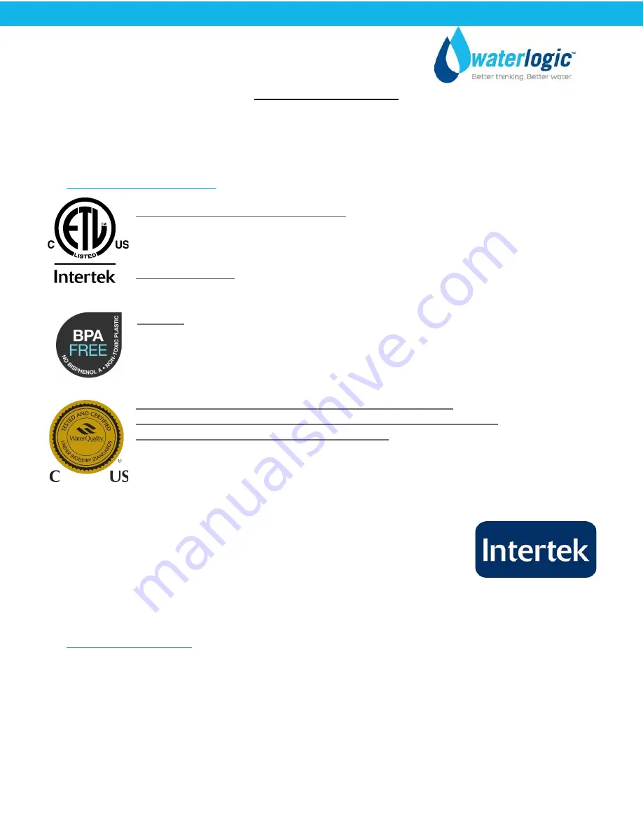 WaterLogic WL290 Manual Download Page 4