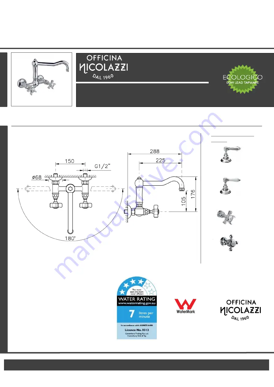 Watermark OFFICINA NICOLAZZI ATRI Z1457 Quick Start Manual Download Page 1