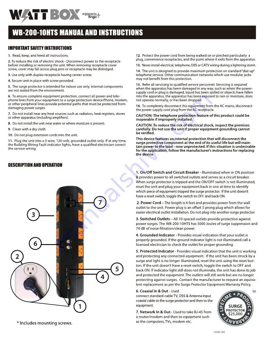 watt box Watt Box WB-200-10HTS Manual Instruction Download Page 1