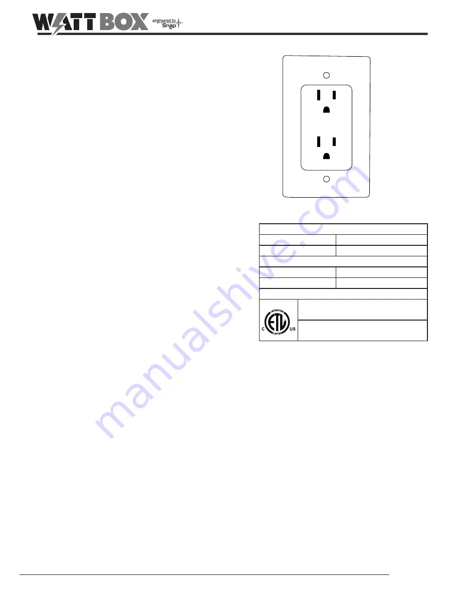 WattBox WB-100-IW-2 Owner'S Manual Download Page 1