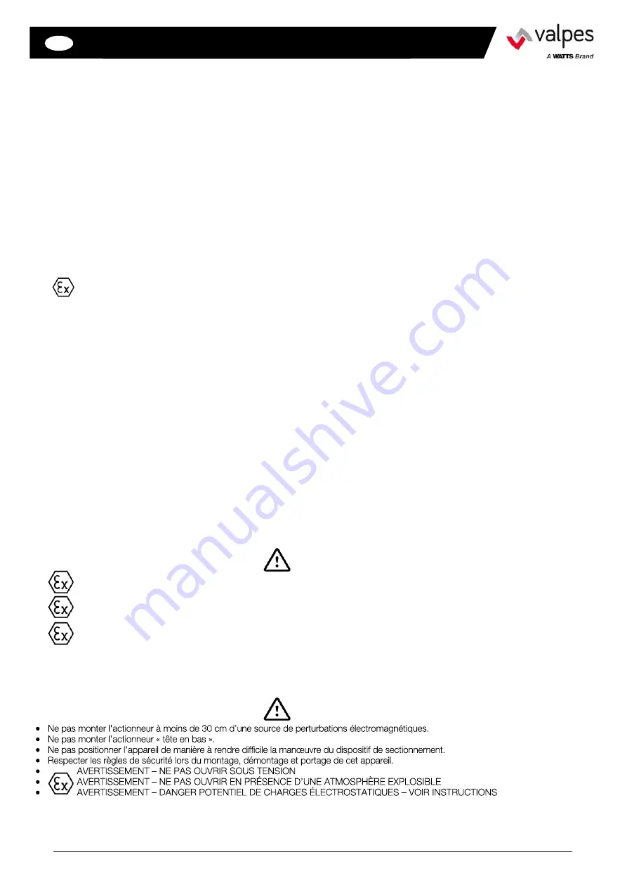 Watts valpes VTX Installation And Operation Manual Download Page 3