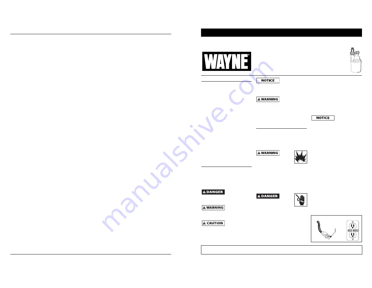 Wayne Submersible Automatic Utility Pump WEU250 Operating Instructions Download Page 1