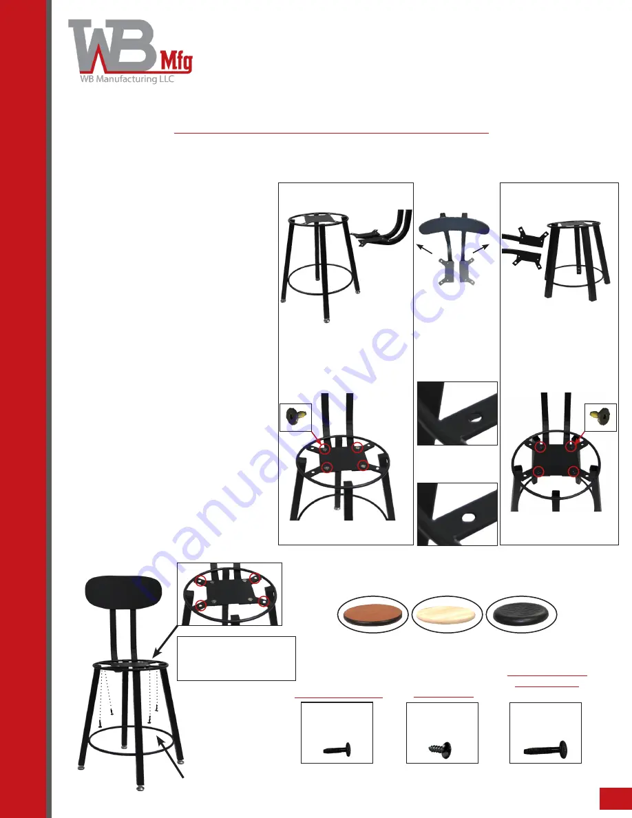 WB Mfg 4-Legged Stool Assembly Instructions Download Page 1