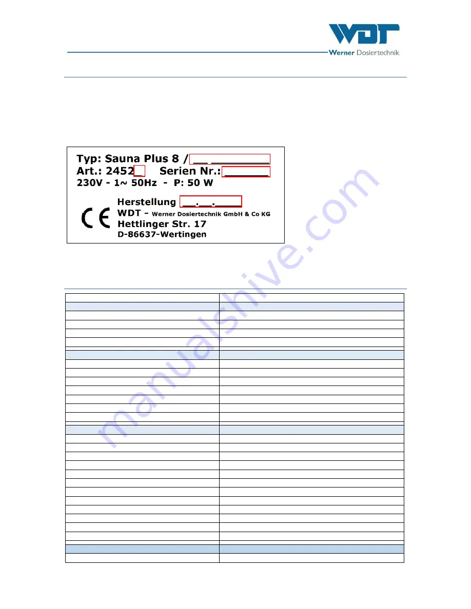 WDT Sauna Plus 8 Operating And Installation Instructions Download Page 15