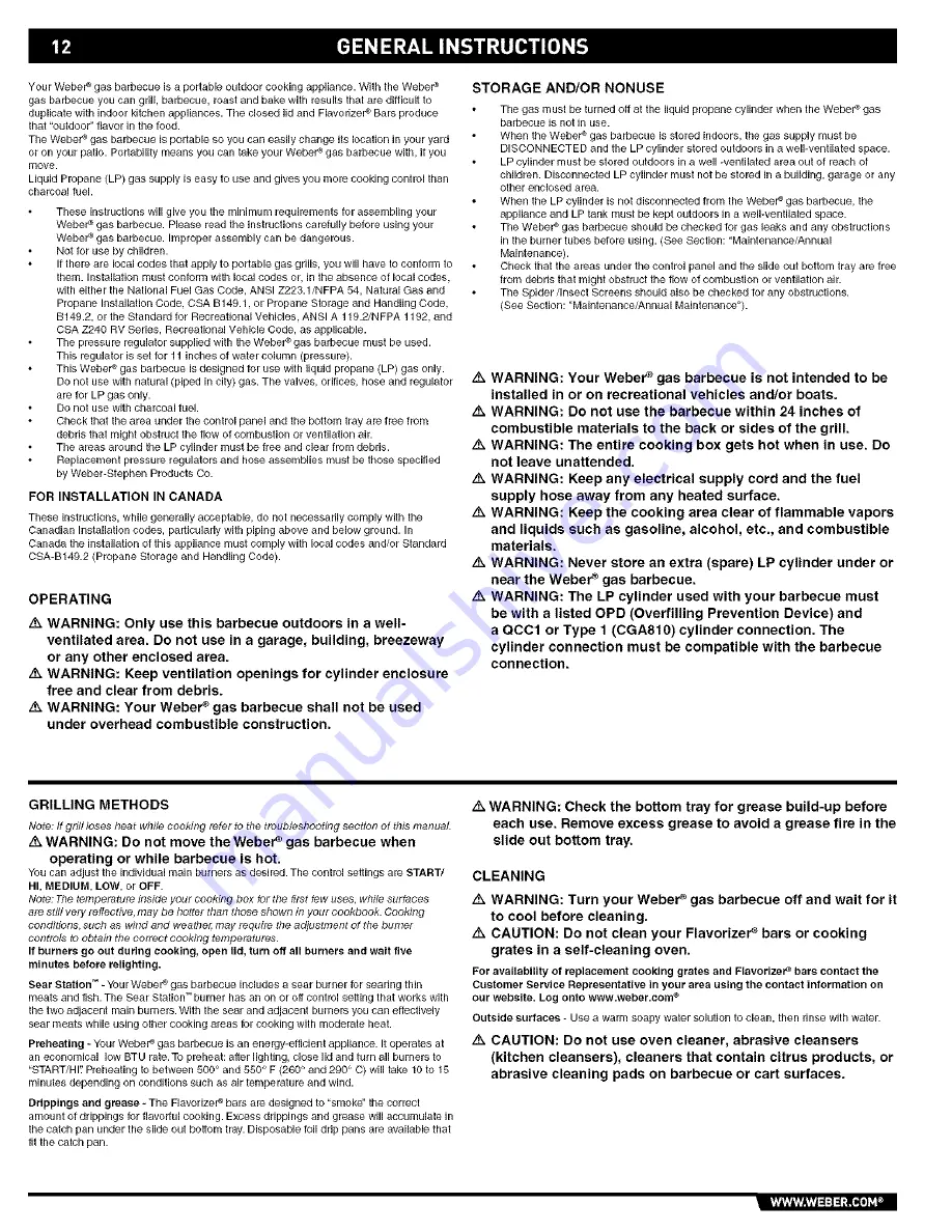 Weber Summit 89373 Owner'S Manual Download Page 12