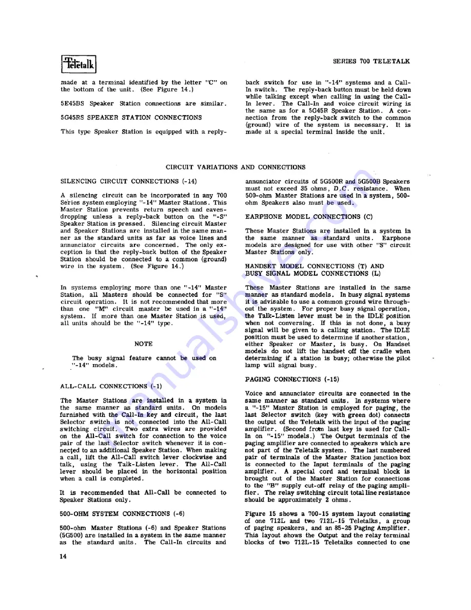 Webster Electric Teletalk 700 Series Installation Instructions Manual Download Page 14