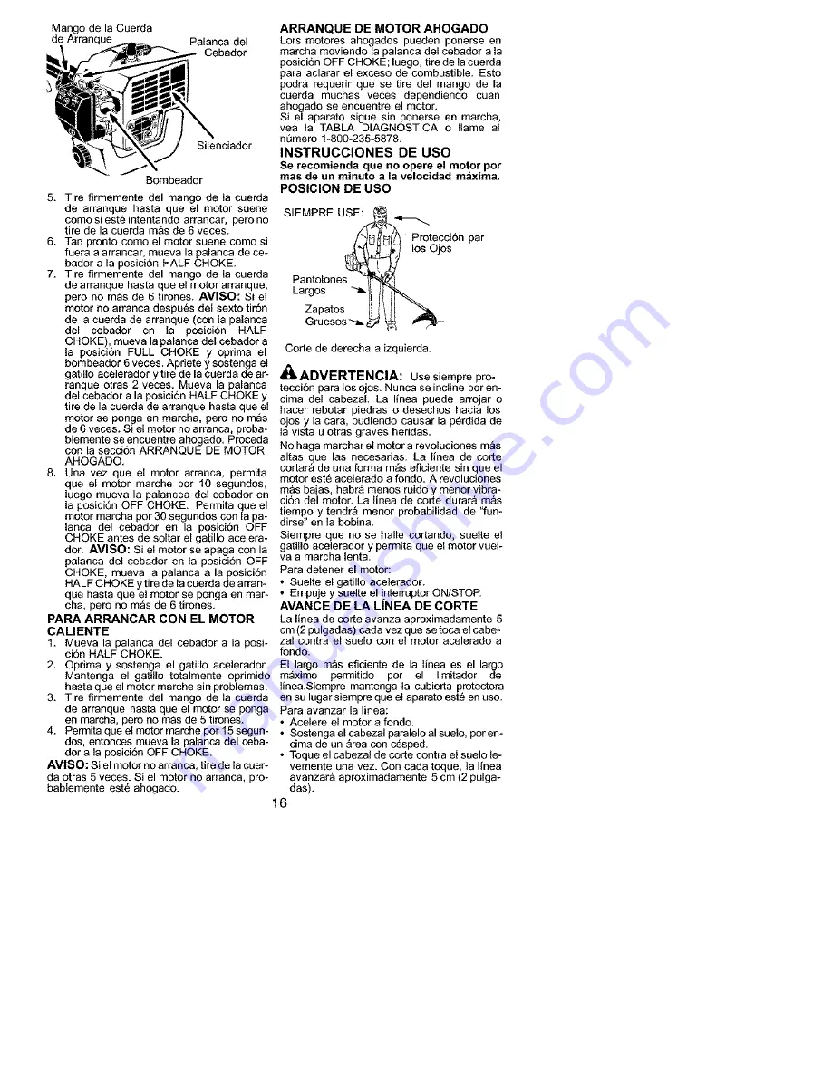 Weed Eater FEATHERLITE PLUS LE Instruction Manual Download Page 16