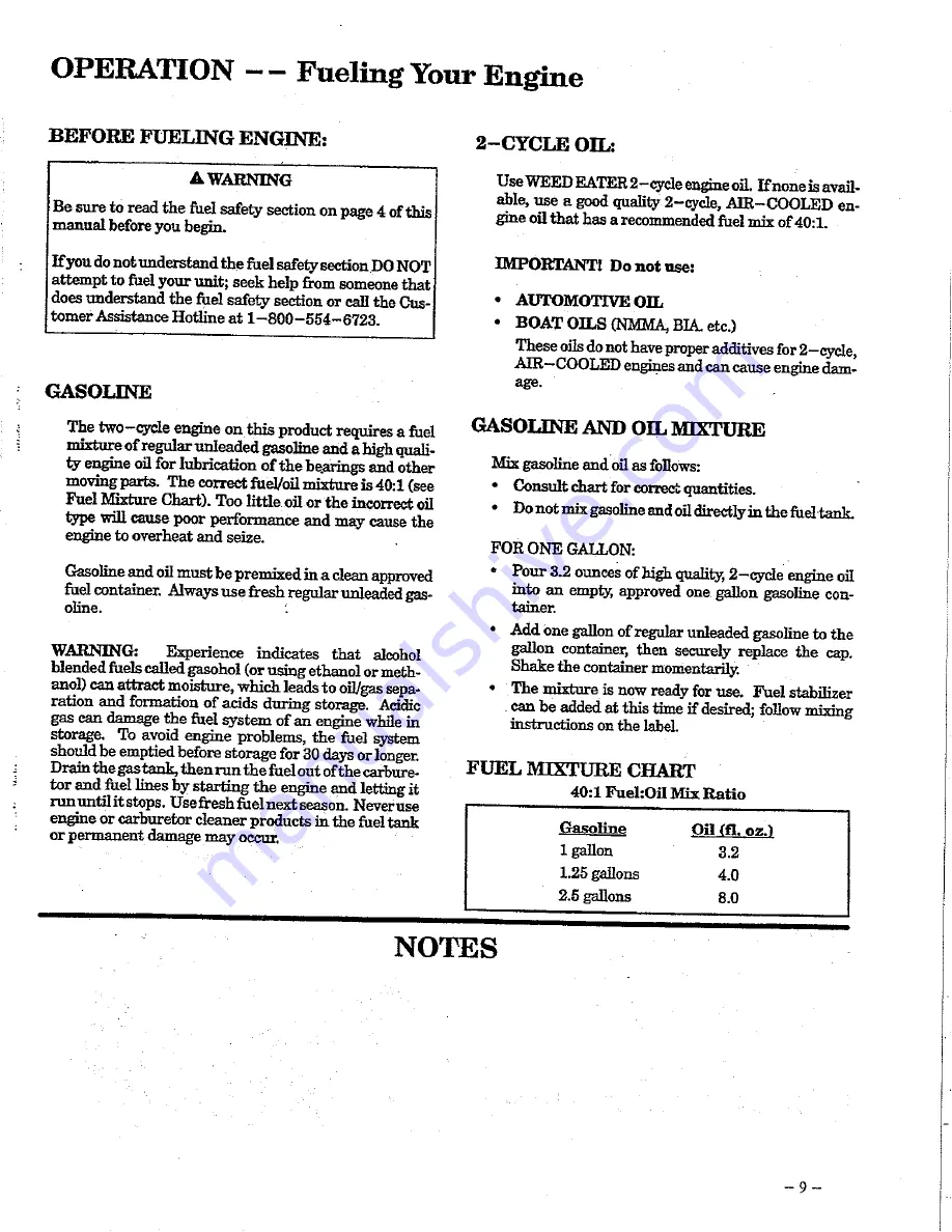 Weed Eater LT7000 Operator'S Manual Download Page 9