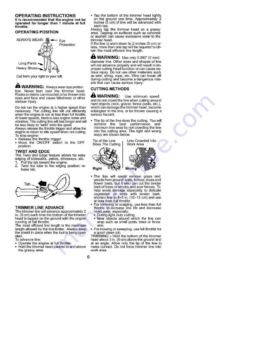 Weed Eater TWIST-N-EDGE TE 400 LE Скачать руководство пользователя страница 6