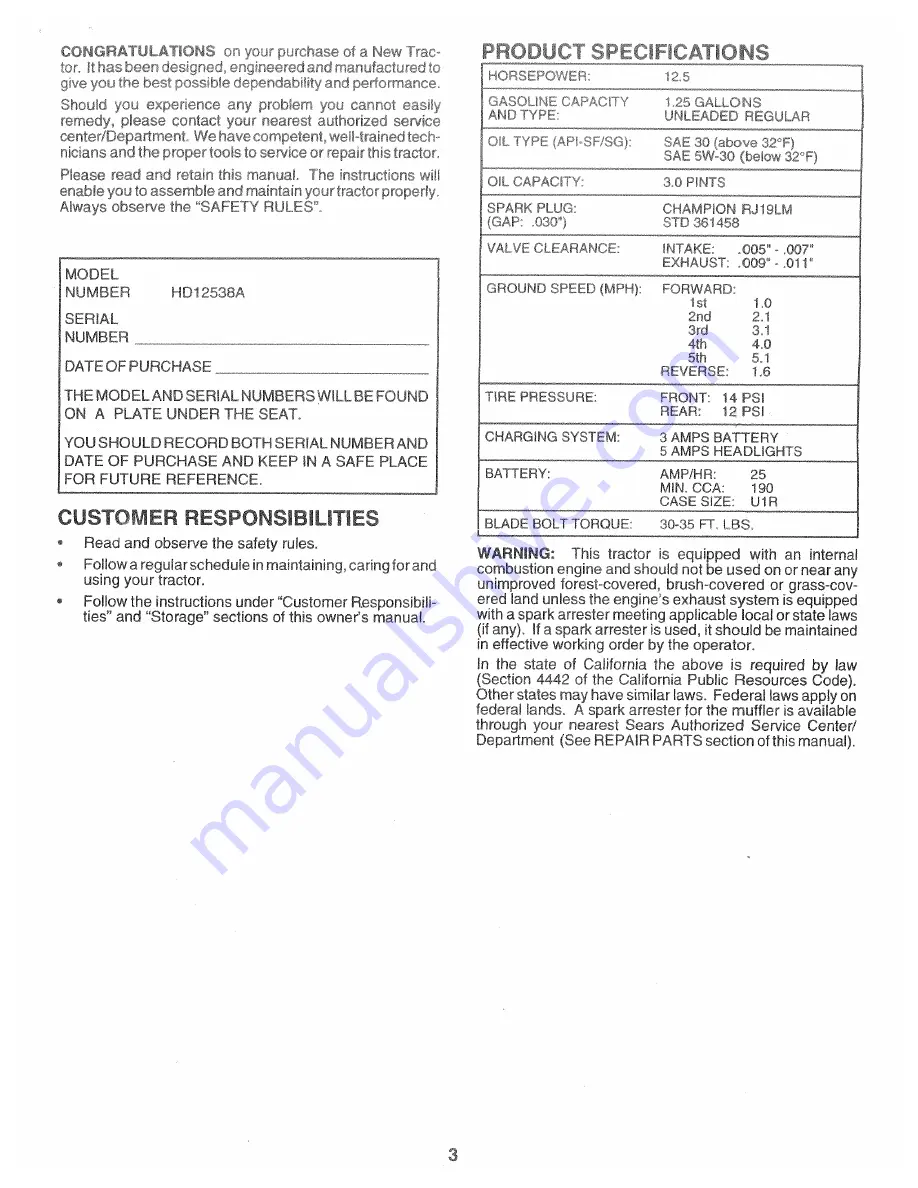 Weed Eater VIP 157394 Owner'S Manual Download Page 3