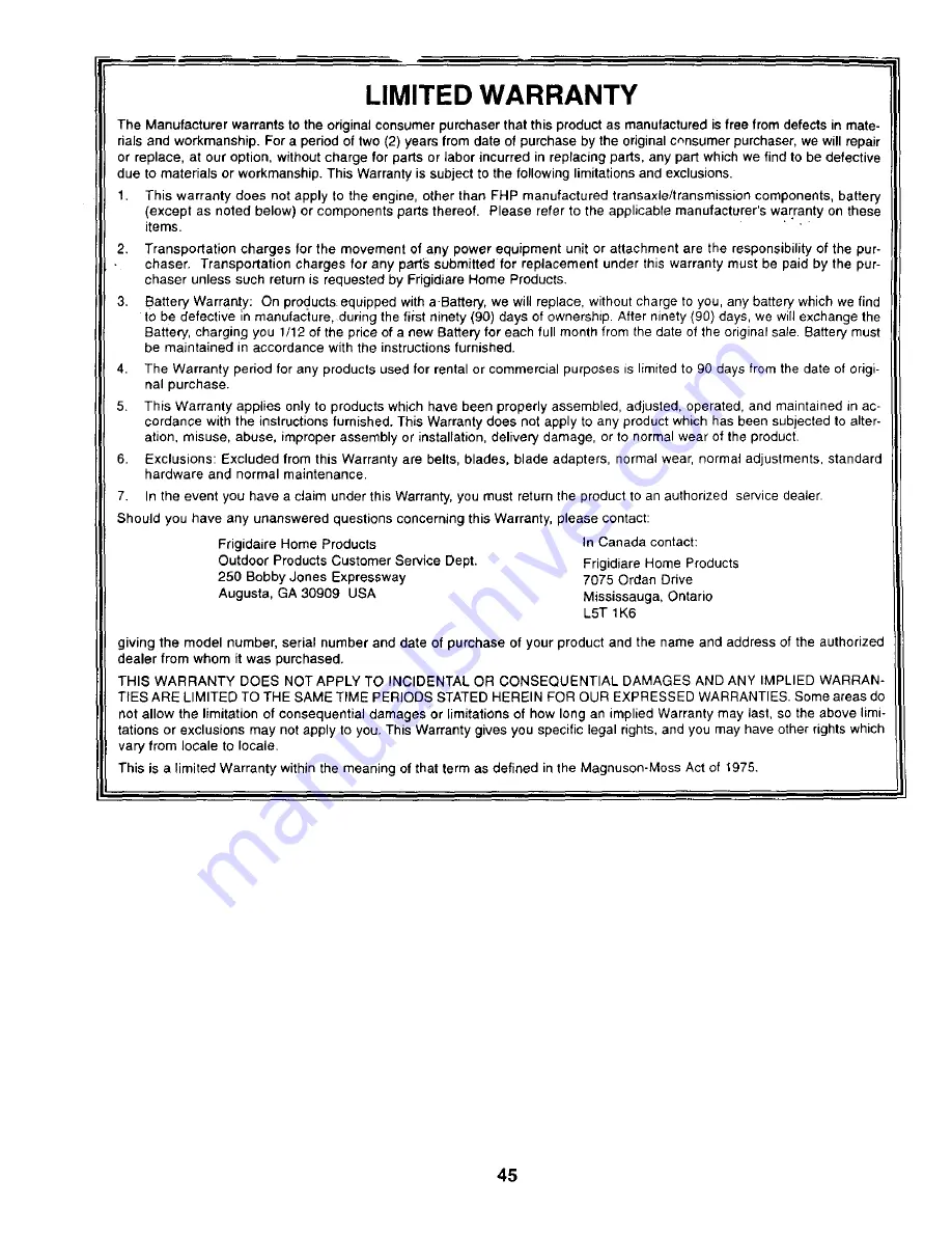 Weed Eater WE14542K Owner'S Manual Download Page 45