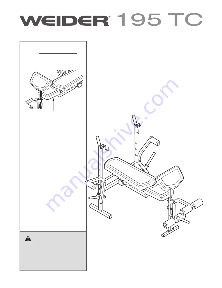 Weider 195 Tc Bench Скачать руководство пользователя страница 1