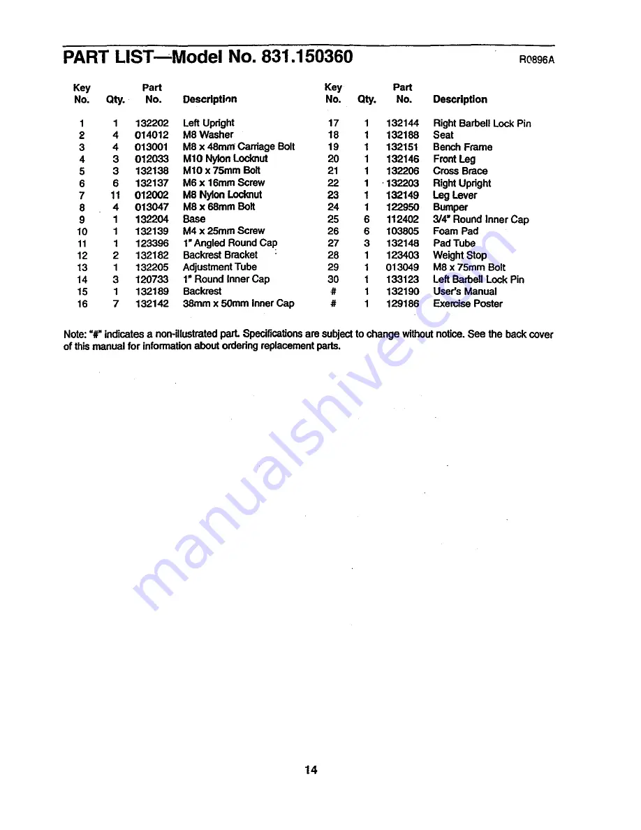 Weider 831.150360 User Manual Download Page 14