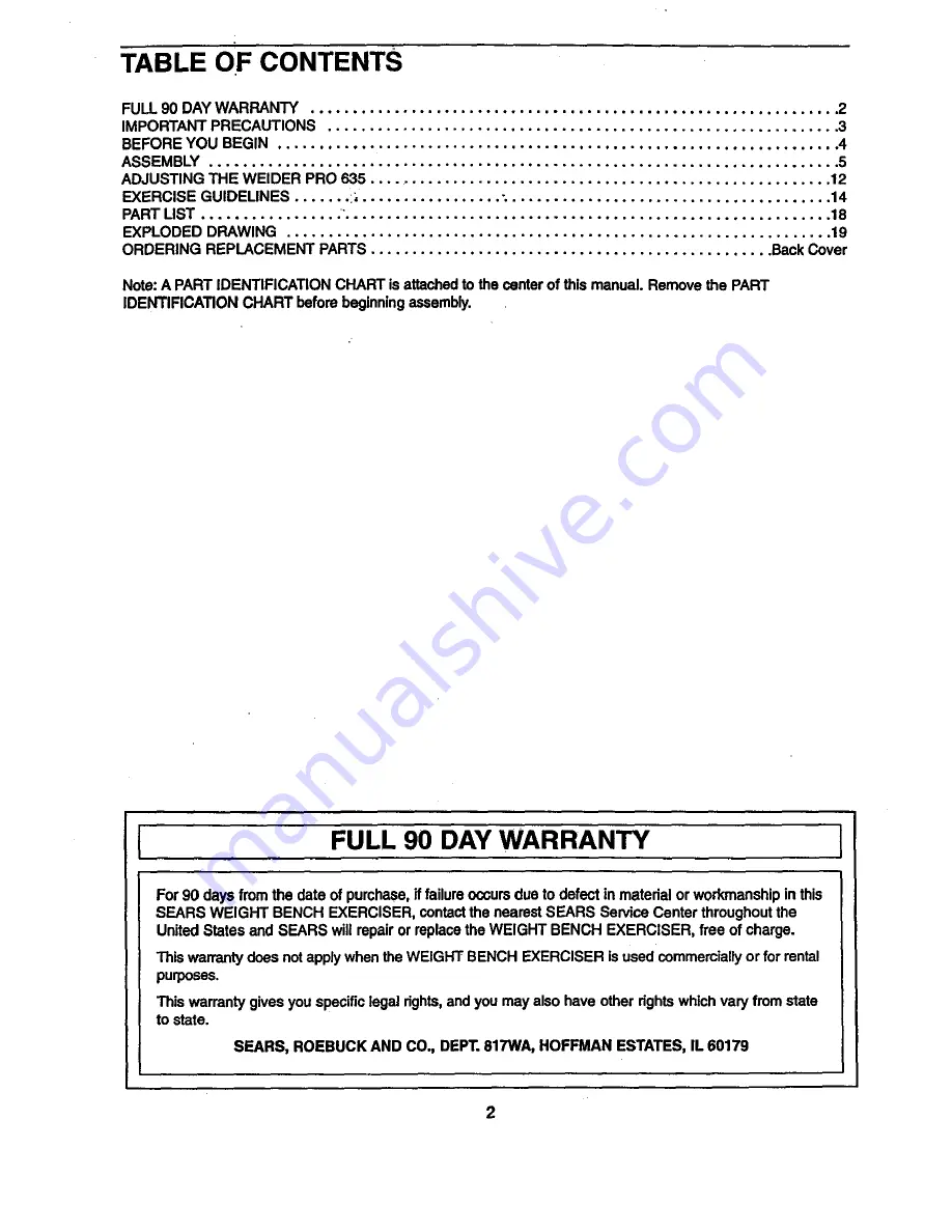 Weider 831.150390 User Manual Download Page 2