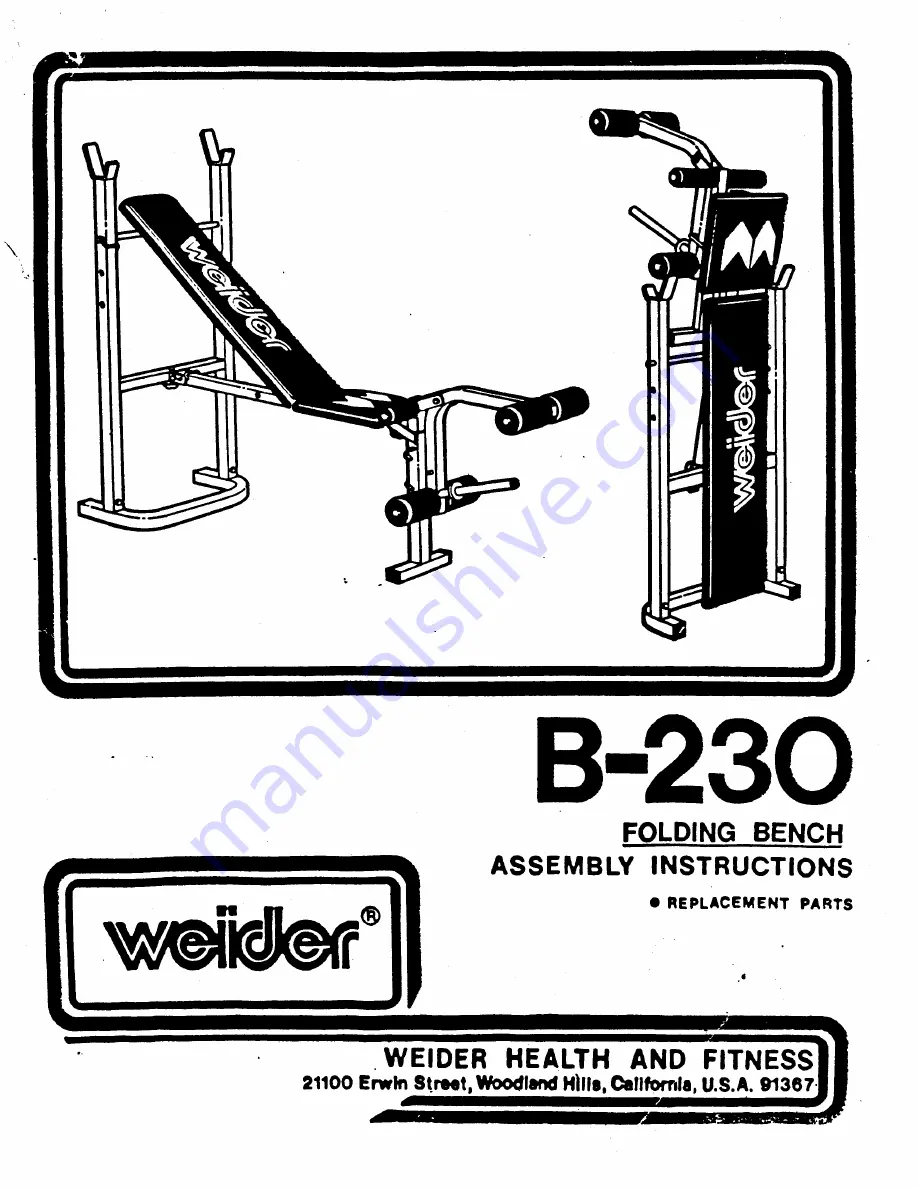 Weider B-2300 Скачать руководство пользователя страница 1