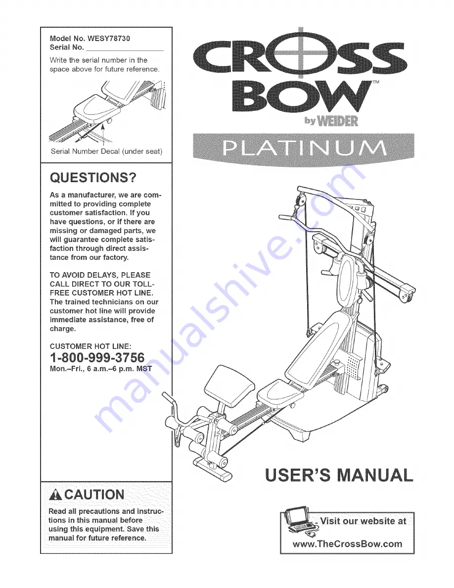 Weider CrossBow Platinum Скачать руководство пользователя страница 1