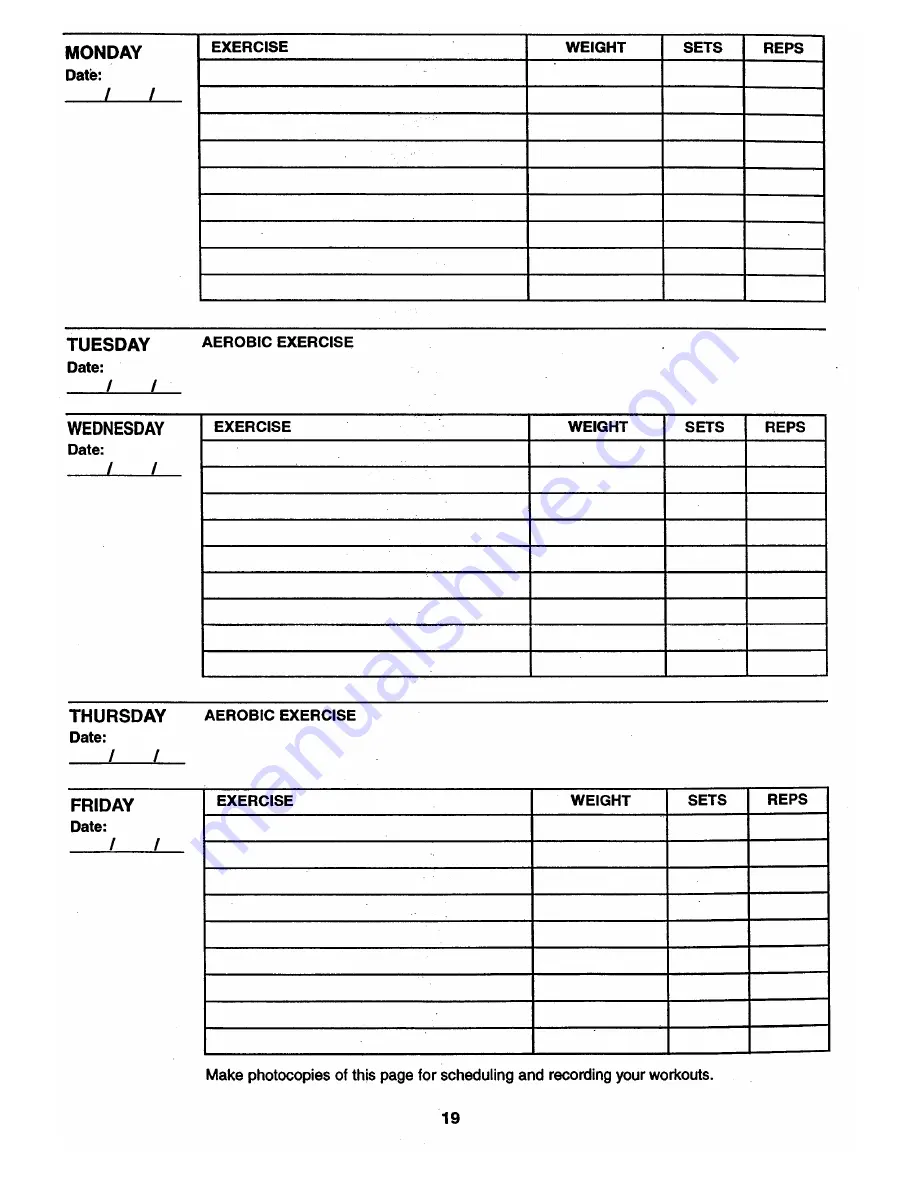 Weider Pro 318 Manual Download Page 19