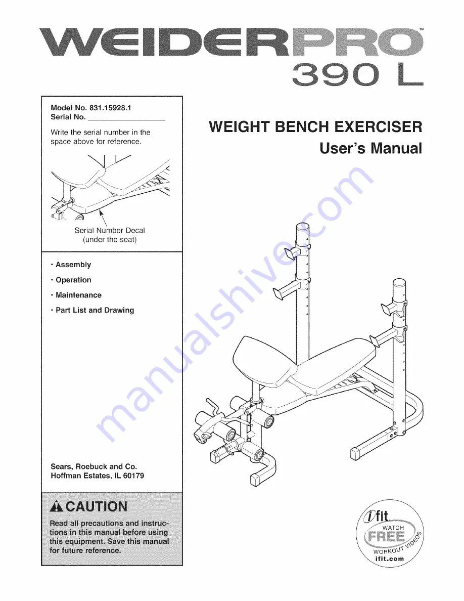 Weider Pro 390 L Скачать руководство пользователя страница 1