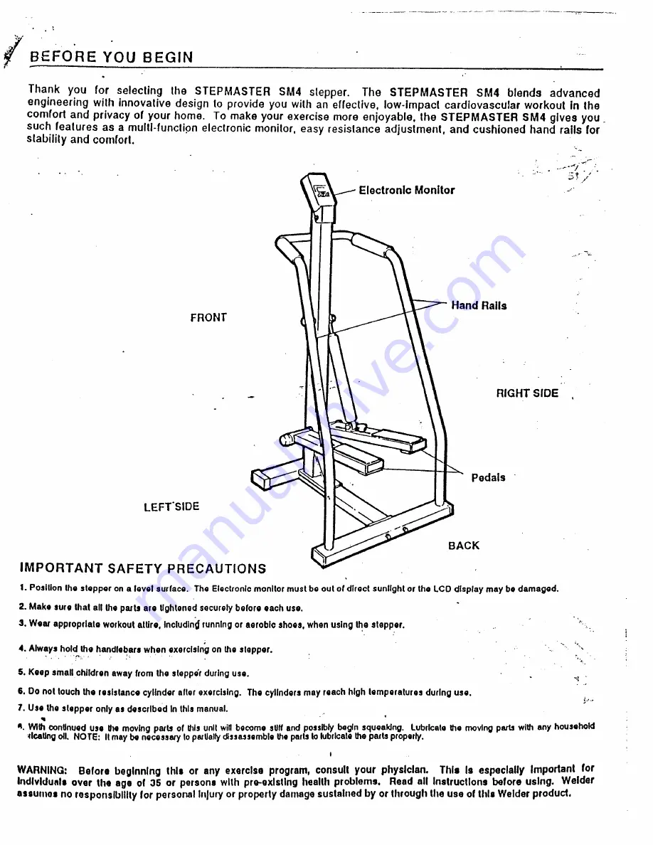 Weider Stepmaster Sm4 Owner'S Manual Download Page 3