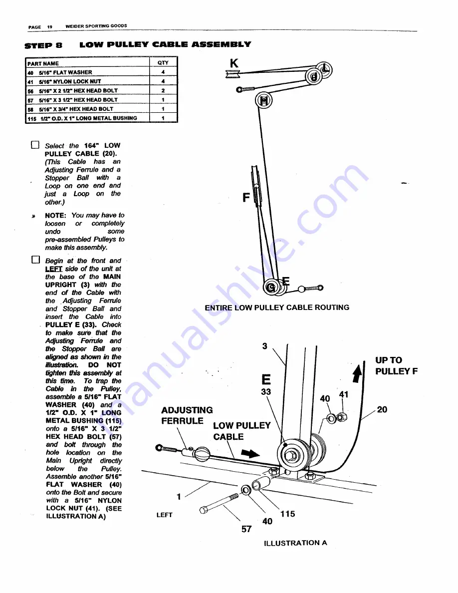 Weider Vx20 Victory Manual Download Page 20