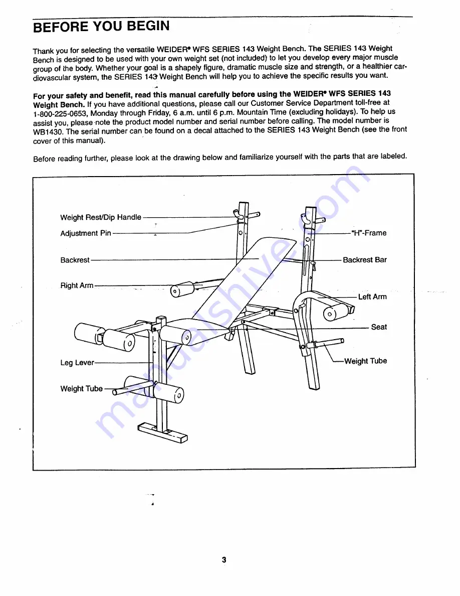 Weider WB1430 Скачать руководство пользователя страница 3