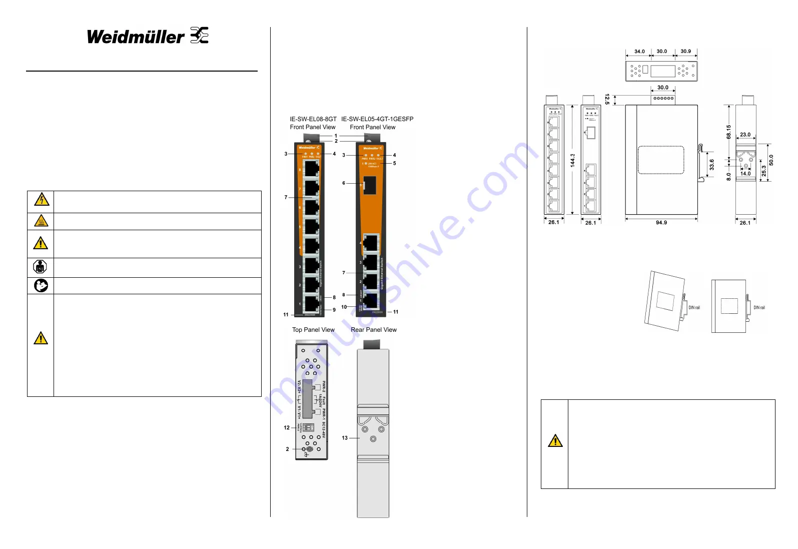 Weidmüller IE-SW-EL08-8GT Hardware Installation Manual Download Page 1