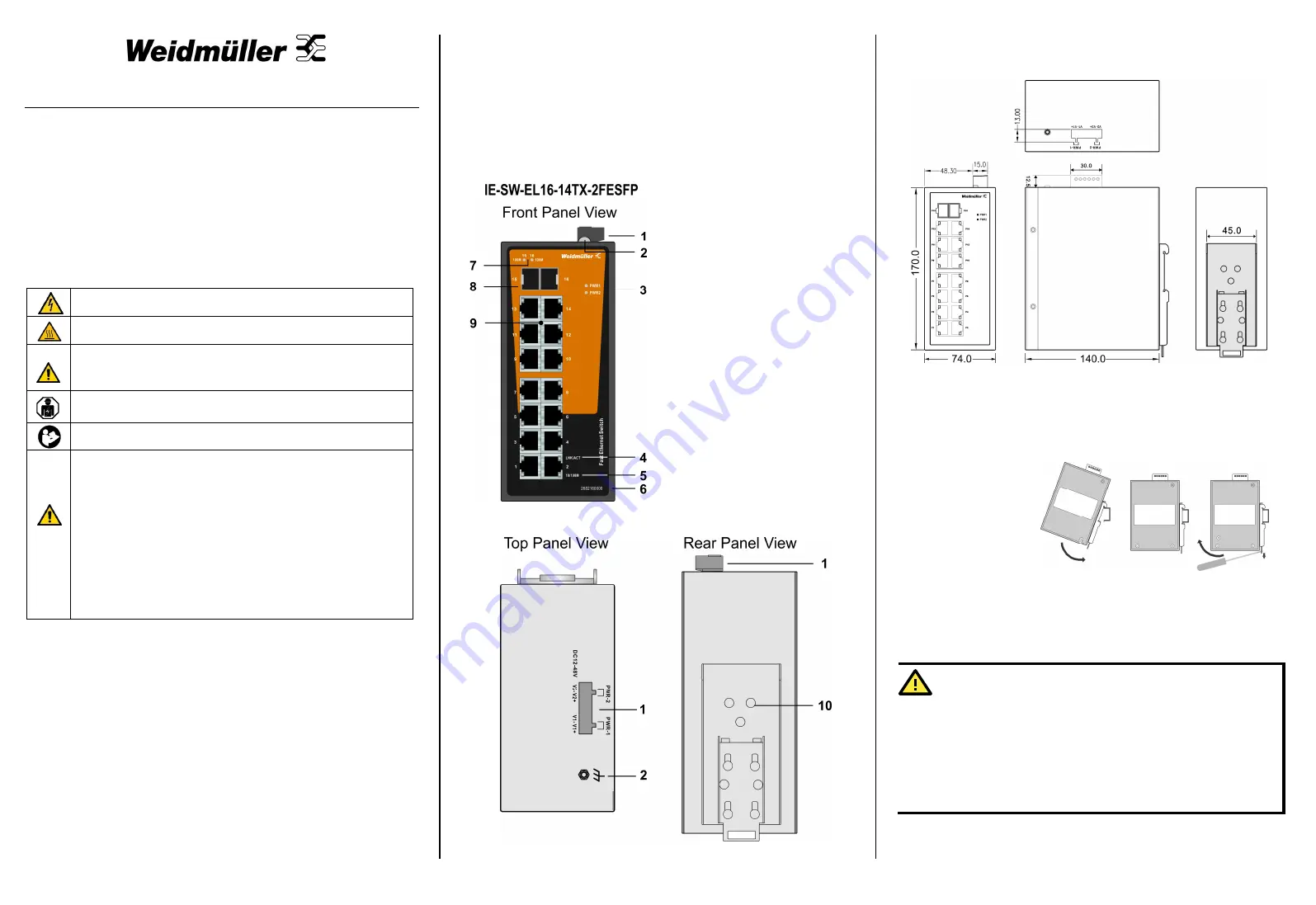 Weidmüller IE-SW-EL16-14TX-2FESFP Hardware Installation Manual Download Page 1