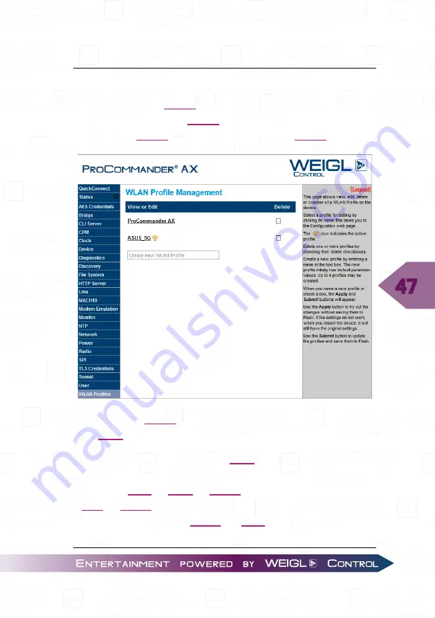 WEIGL ProCommander AX Instruction Manual Download Page 47