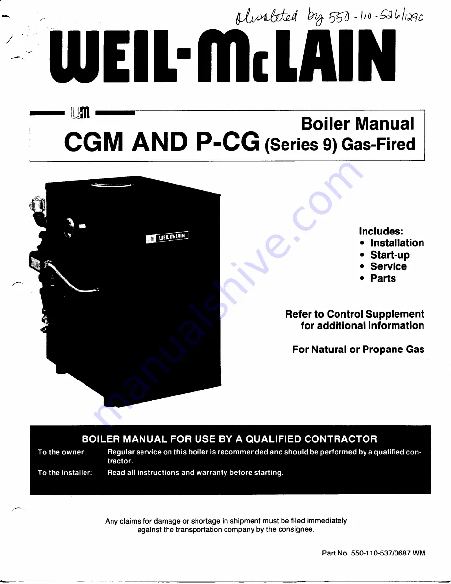 Weil-McLain CGM (Series 9) Owner'S Manual Download Page 1