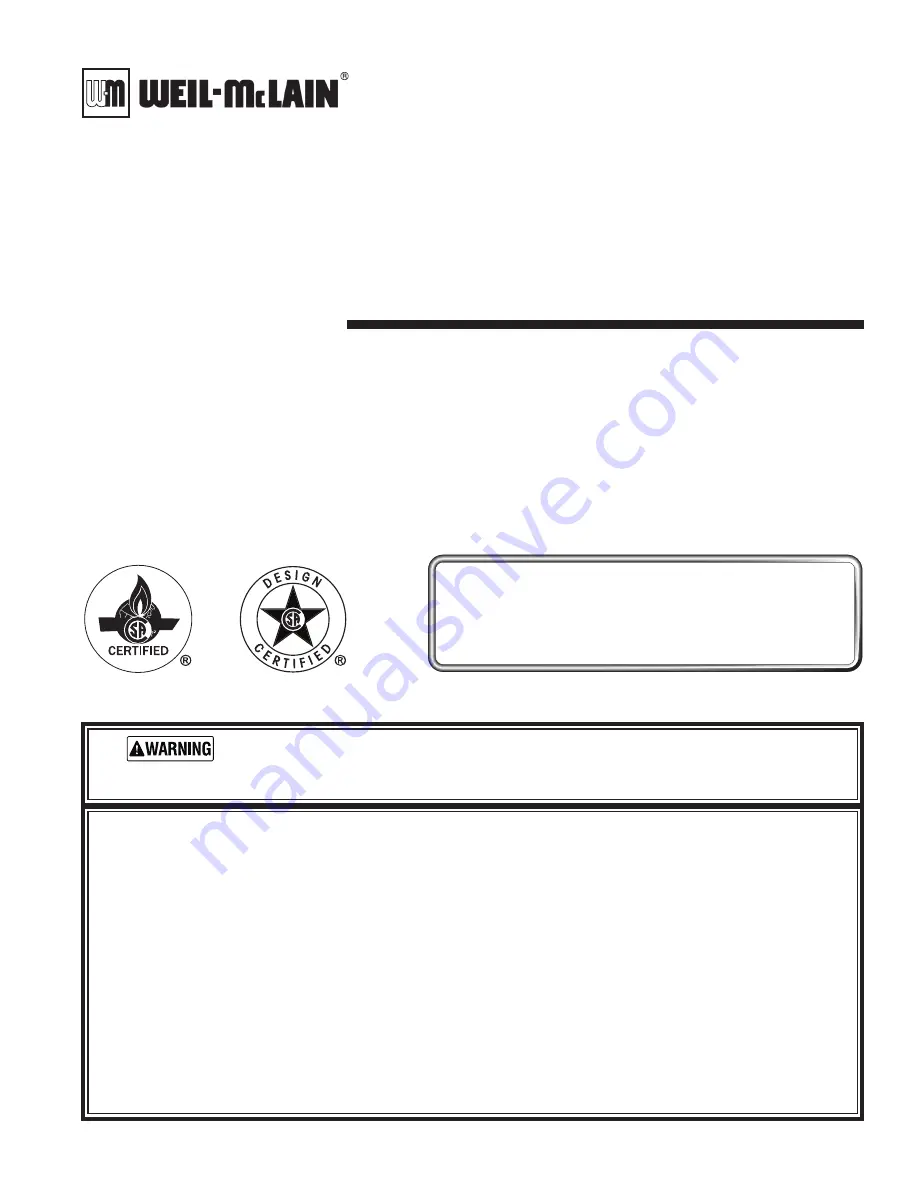 Weil-McLain PEG 5 Series User'S Information Manual Download Page 1