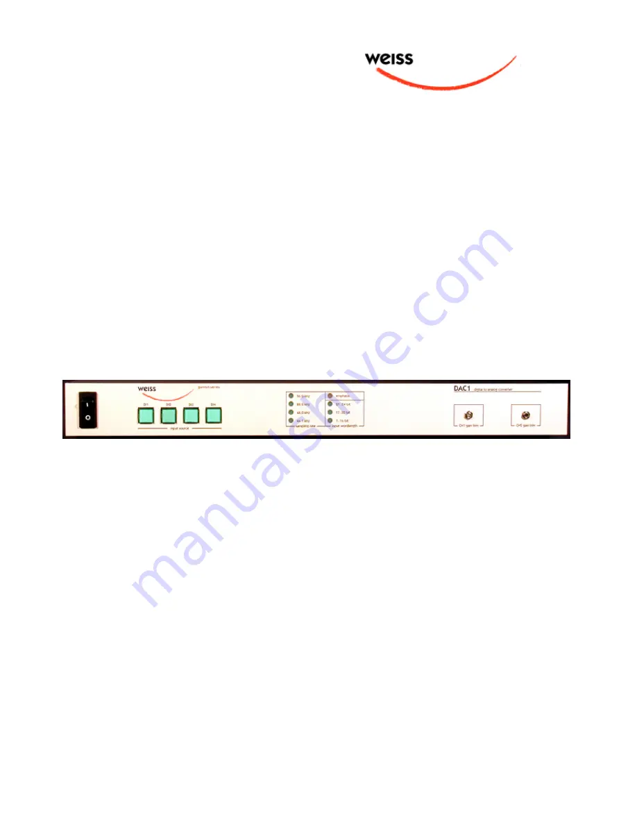 WEISS GAMBIT DAC1 Operating Manual Download Page 1