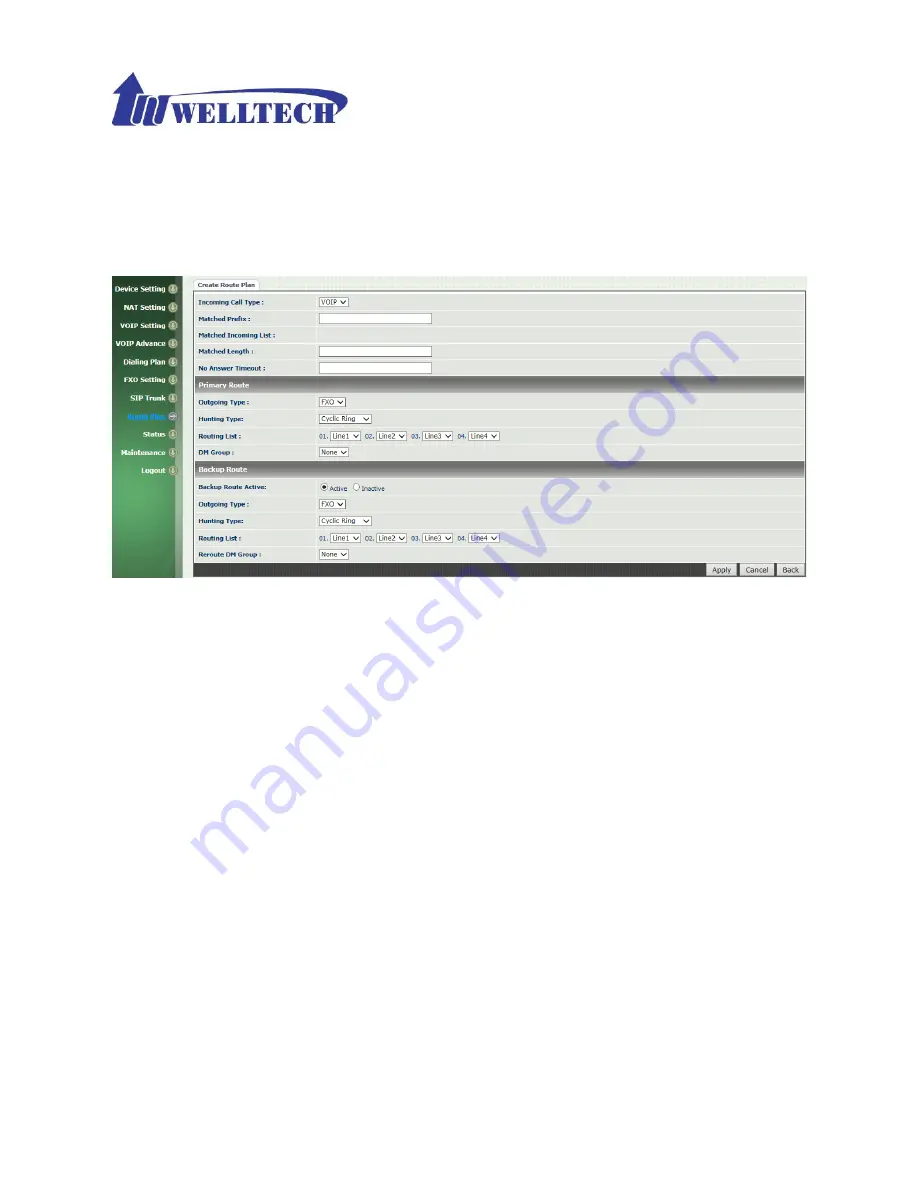 WELLTECH 2540 FXO User Manual Download Page 53