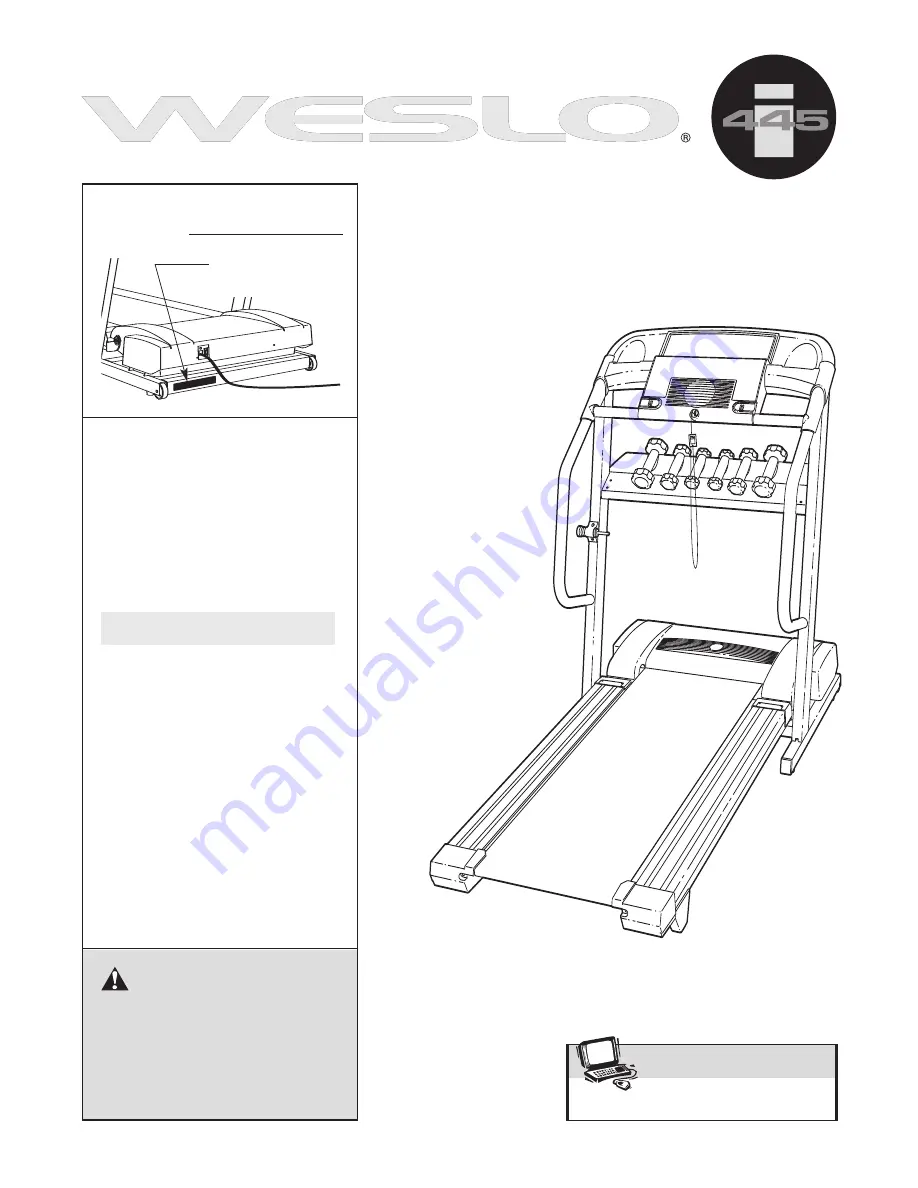 Weslo 445i Treadmill Скачать руководство пользователя страница 1