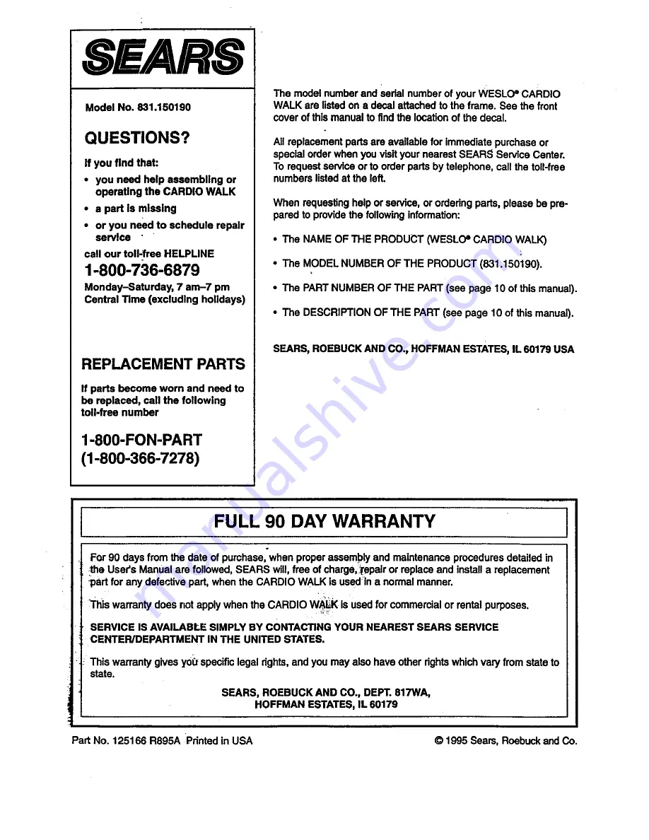 Weslo 831.150190 User Manual Download Page 12