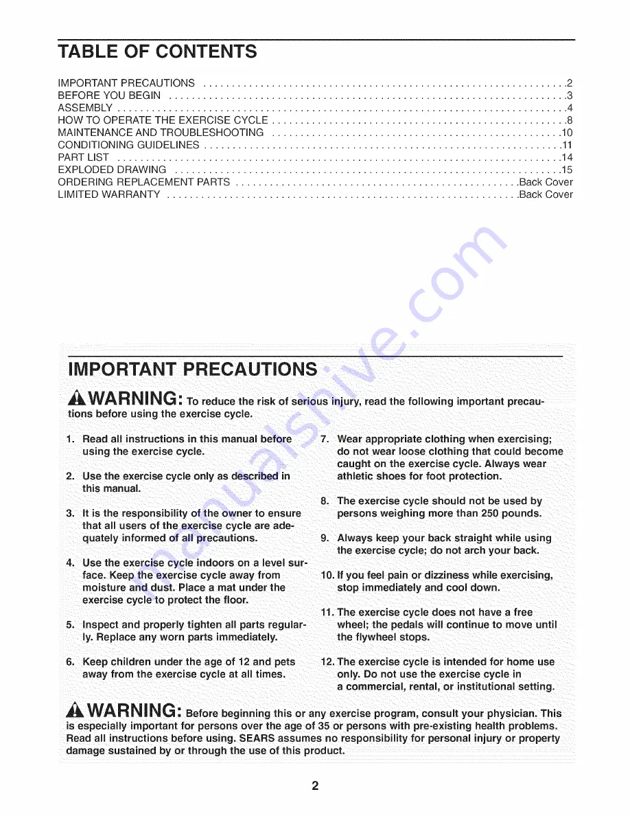 Weslo 831.283161 User Manual Download Page 2