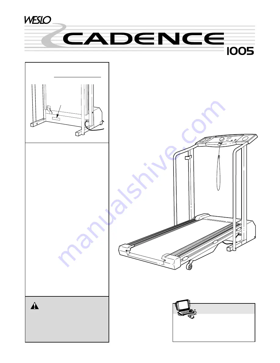 Weslo CADENCE 1005 Скачать руководство пользователя страница 1