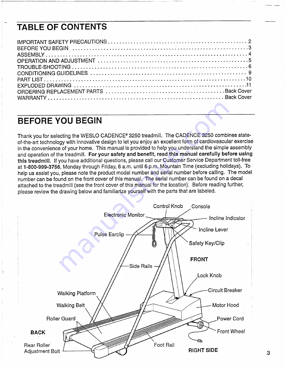 Weslo Cadence 3250 Скачать руководство пользователя страница 3