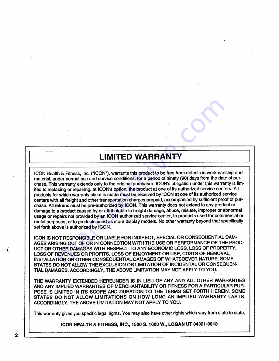 Weslo Cadence 725 Manual Download Page 2