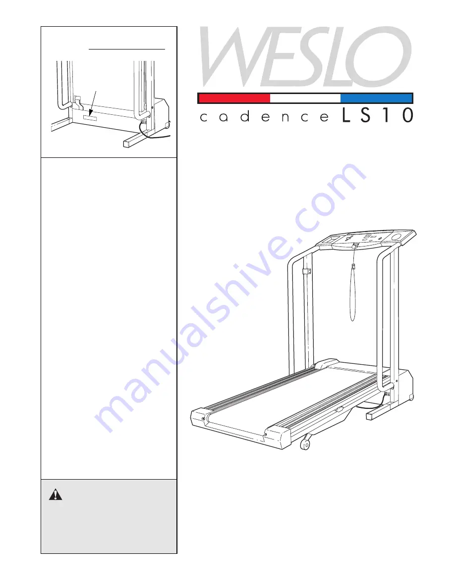 Weslo Cadence Ls10 User Manual Download Page 1